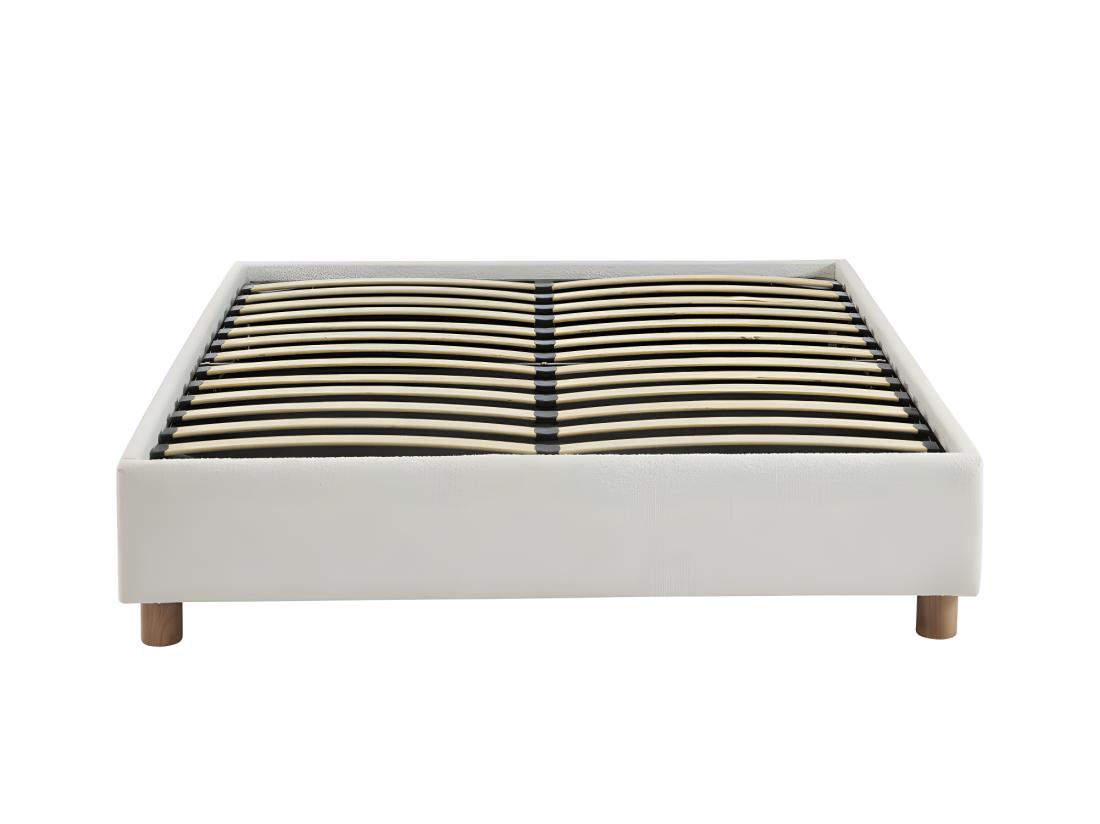 Vente Unique Millo - Lit Coffre En Tissu Bouclette 160x200cm - Ecru