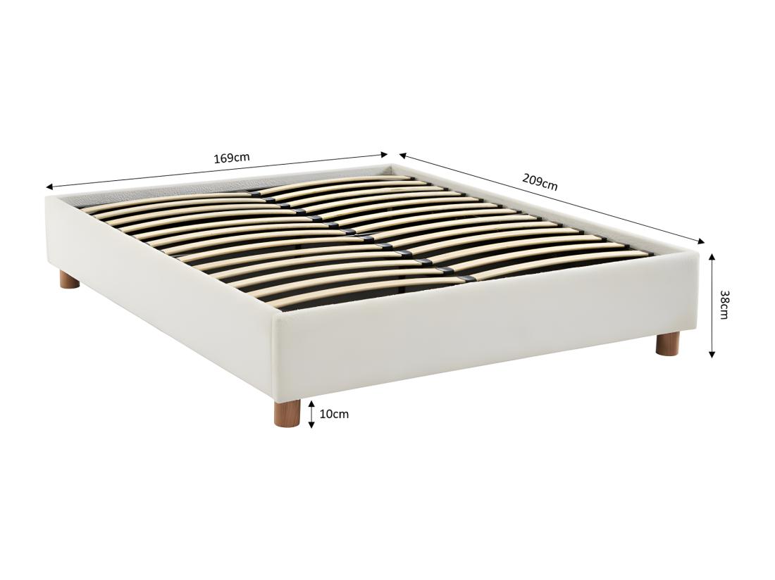 vente unique Millo - Lit coffre en tissu bouclette 160x200cm - Ecru