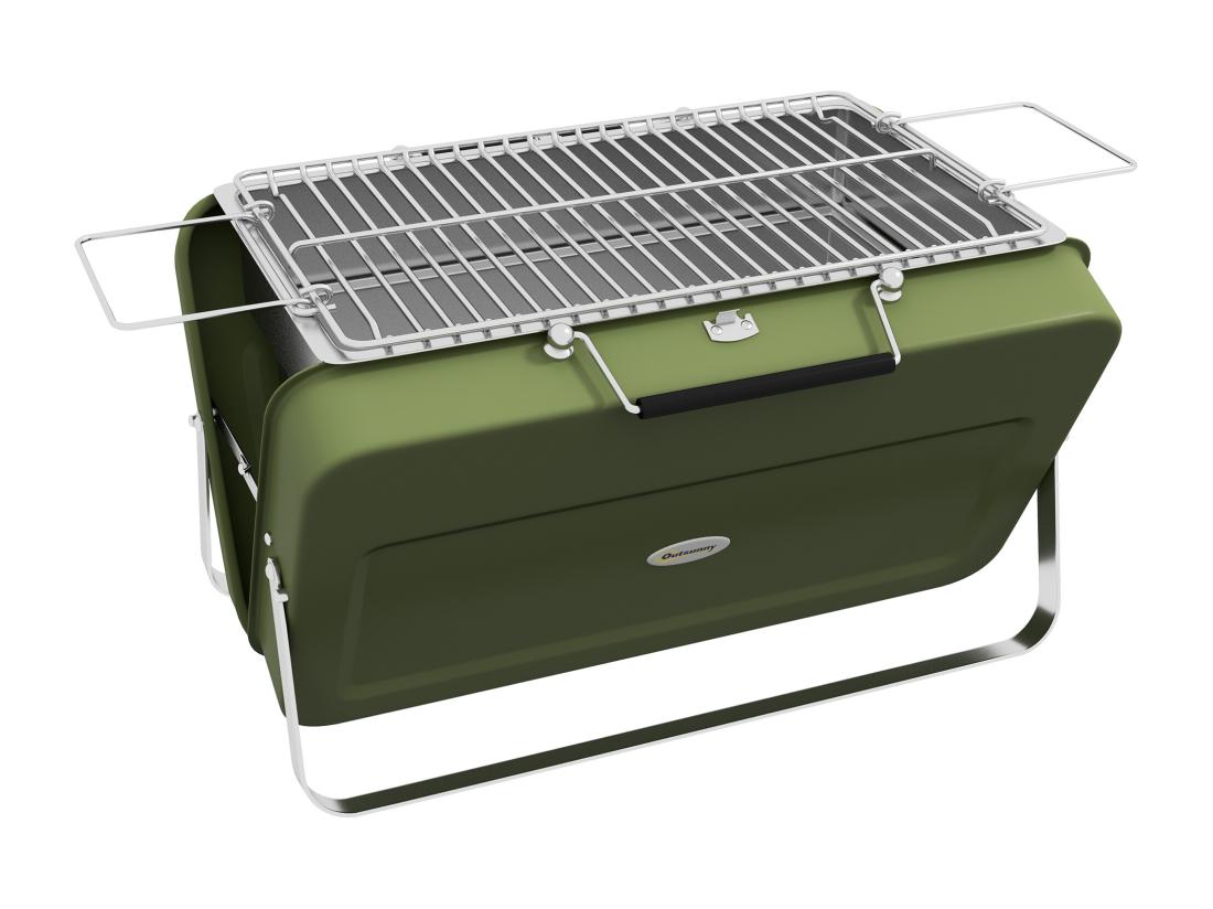 Vente Unique Mini Barbecue à Charbon Portable Pliable Dim. 47L X 30l X 28H Cm Vert