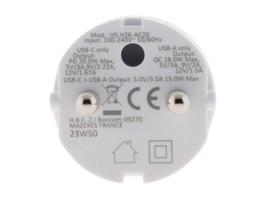 Vente Unique Mini Chargeur USB A+C - Quick Charge - 20W - Zenitech