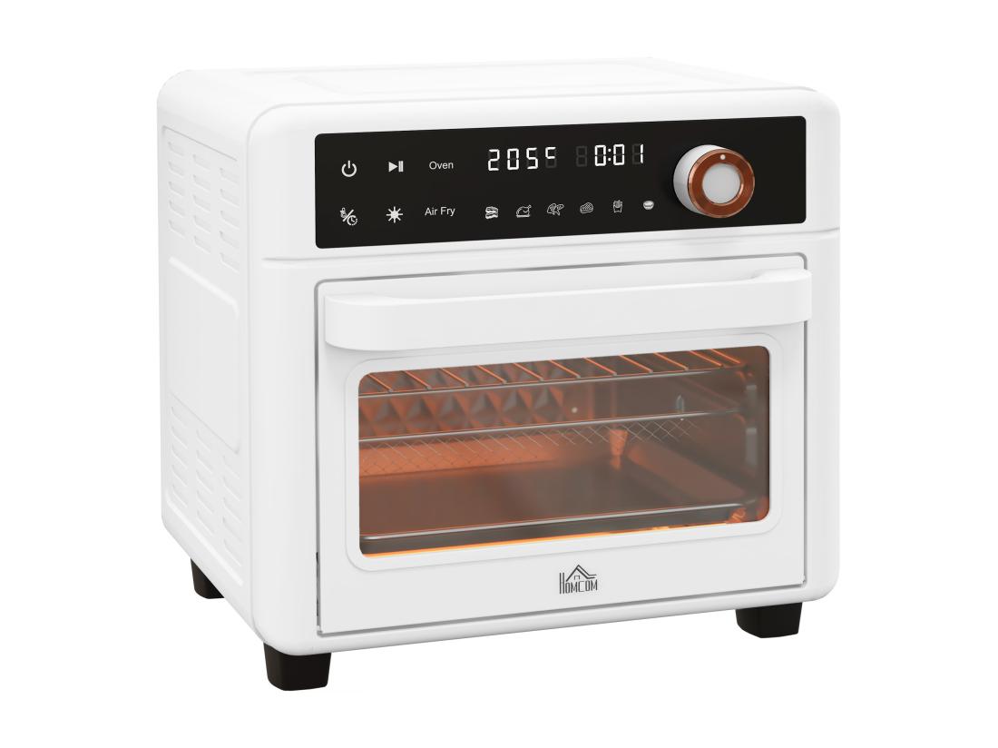 vente unique Mini four friteuse à air 2 en 1 - air fryer 1200W 13L - multifonction 12 programmes timer - accessoires - température réglable - blanc noir