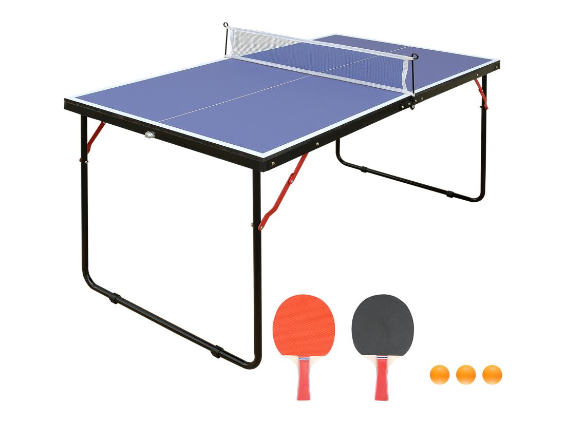 Vente Unique Mini Table De Ping-pong Avec Raquettes Balles Et Filet - L137 X P76 X H67 Cm - DENIS