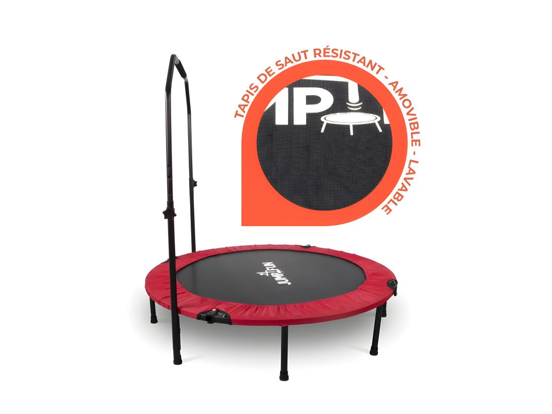 Vente Unique Mini Trampoline Fitness Jump4fun Pliable Double-Bar - Ø122cm