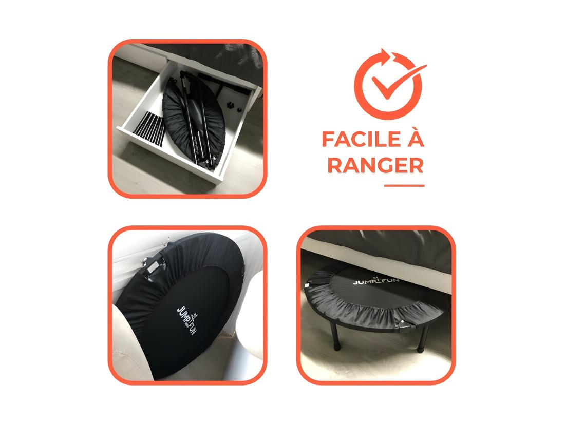 Vente Unique Mini Trampoline Fitness Jump4fun Pliable Double-Bar - Ø122cm