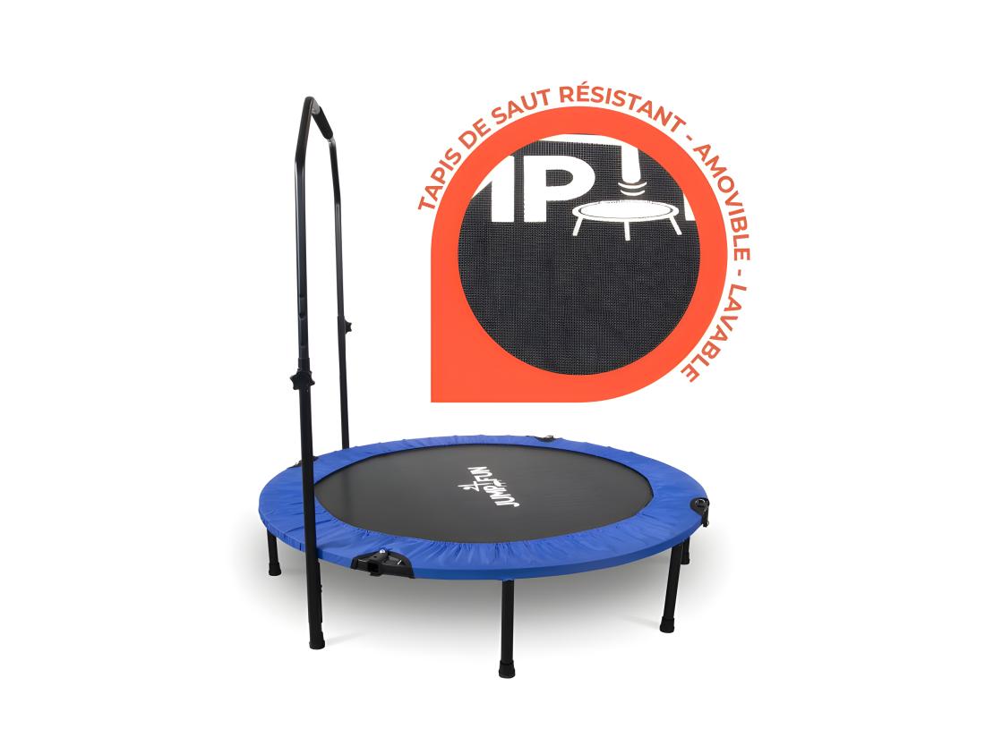 Vente Unique Mini Trampoline Fitness Jump4fun Pliable Double-Bar - Ø122cm