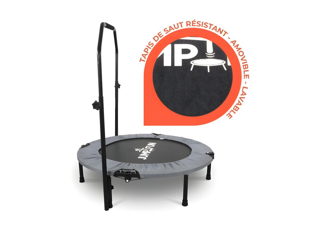 Vente Unique Mini Trampoline Fitness Jump4fun Pliable Double-Bar - Ø92cm