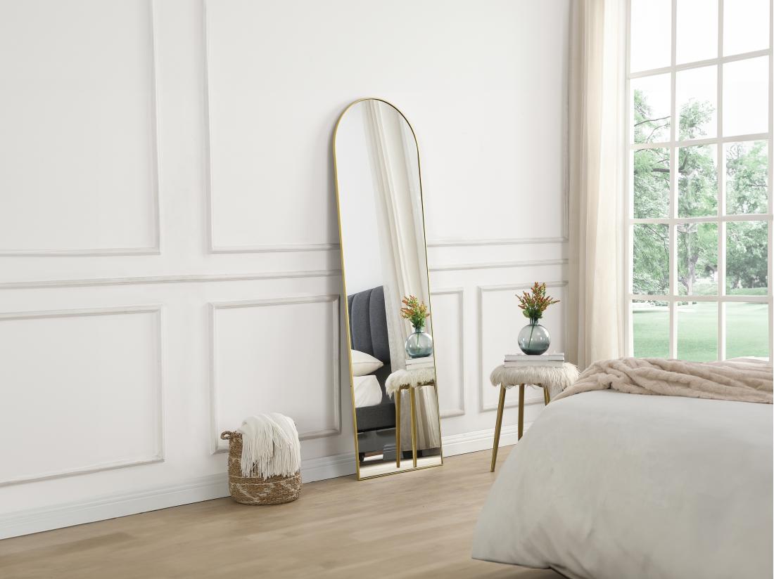 vente unique Miroir arche à poser en métal - L. 50 x H. 170 cm - Doré - MAILEN