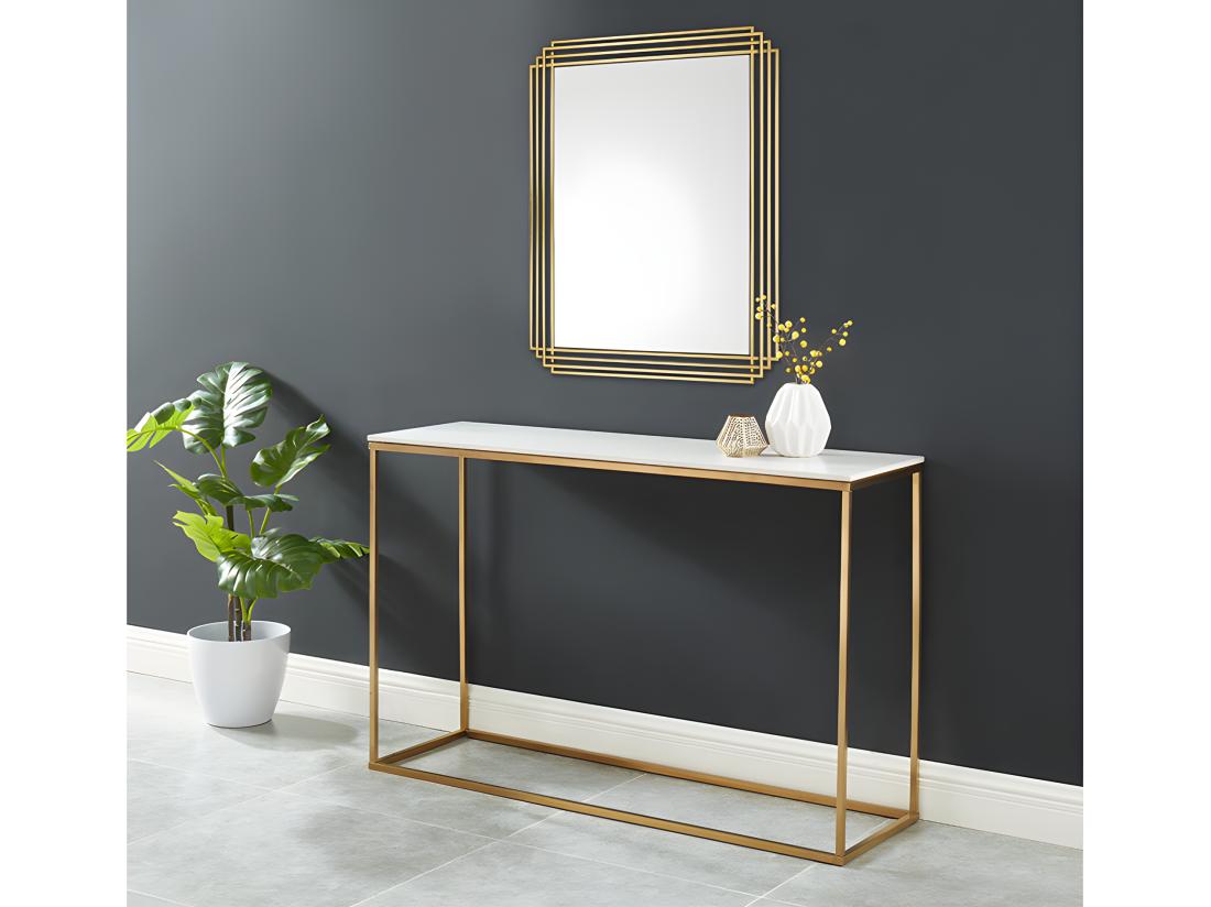 vente unique Miroir art déco en métal - L.80 x H. 110 cm - Doré - SAMBA