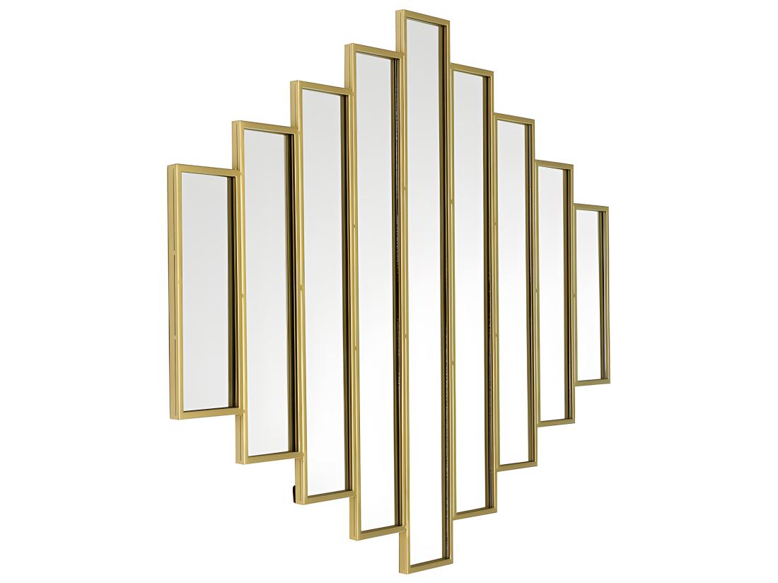 Vente Unique Miroir Art Deco Symétrique En Métal - L. 120 X H. 90 Cm - Doré - GALICE