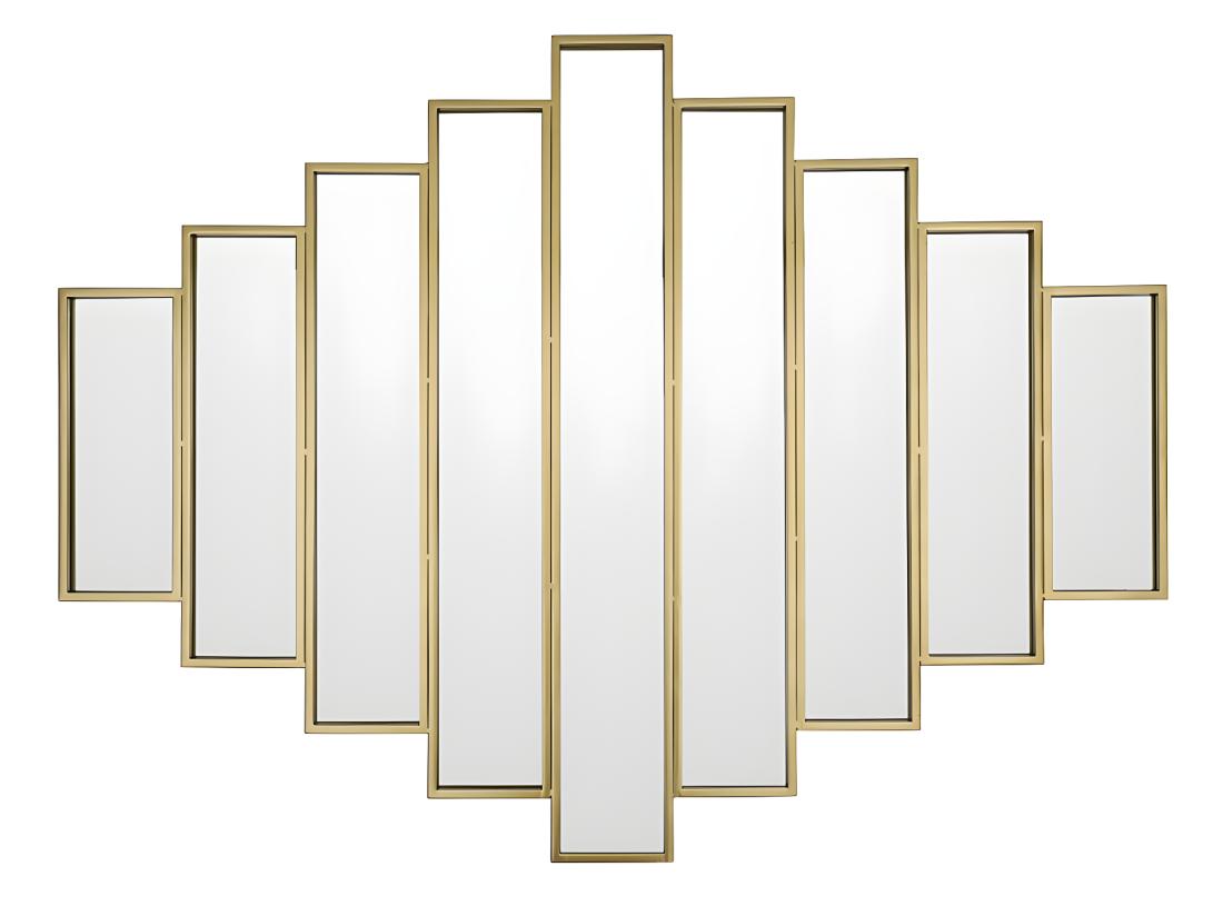 vente unique Miroir Art Deco symétrique en métal - L. 120 x H. 90 cm - Doré - GALICE