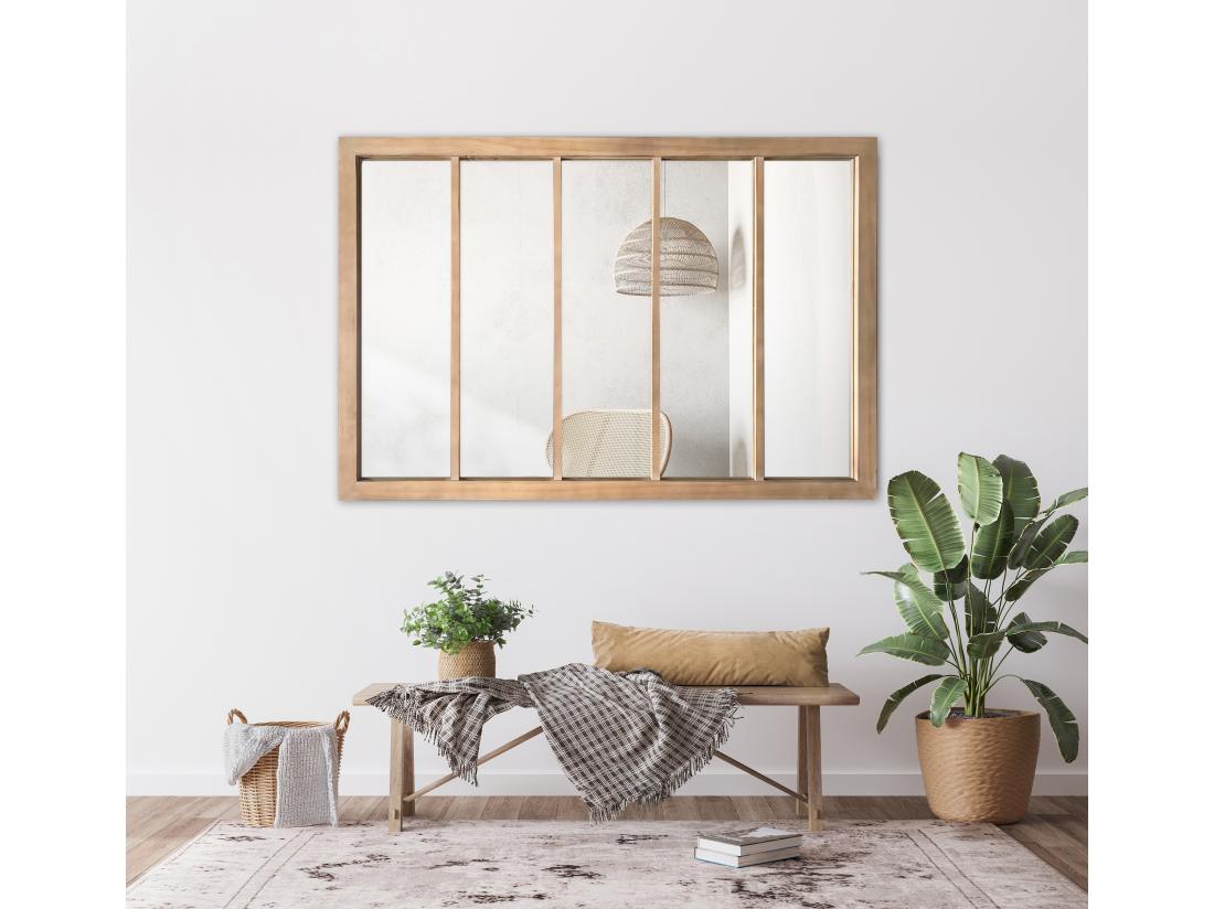 Vente Unique Miroir Atelier 5 Bandes Bois 140 X 90 Cm