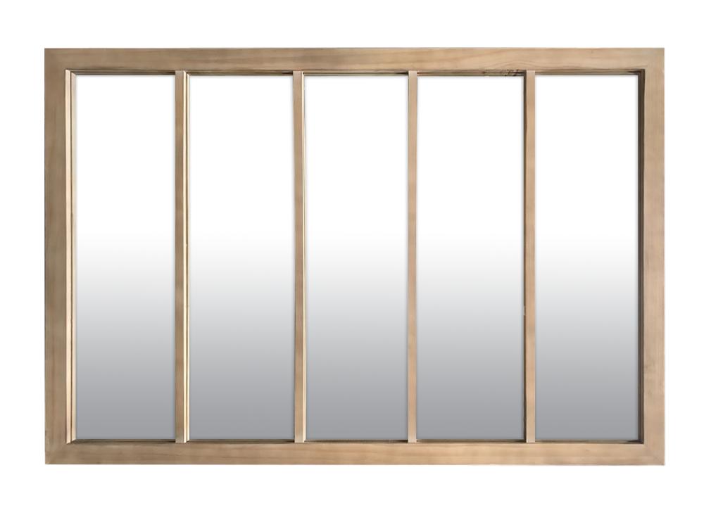 vente unique Miroir atelier 5 bandes bois 140 x 90 cm