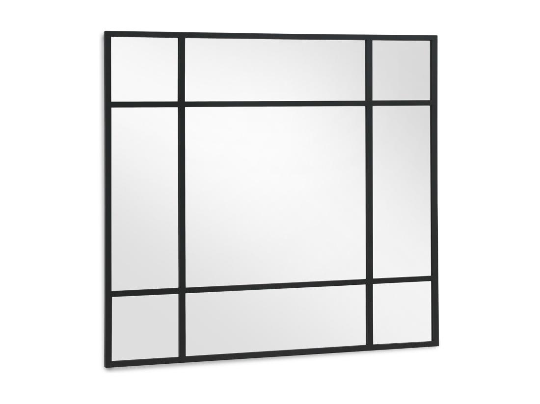vente unique Miroir carré 100x100 carré structure métal noir