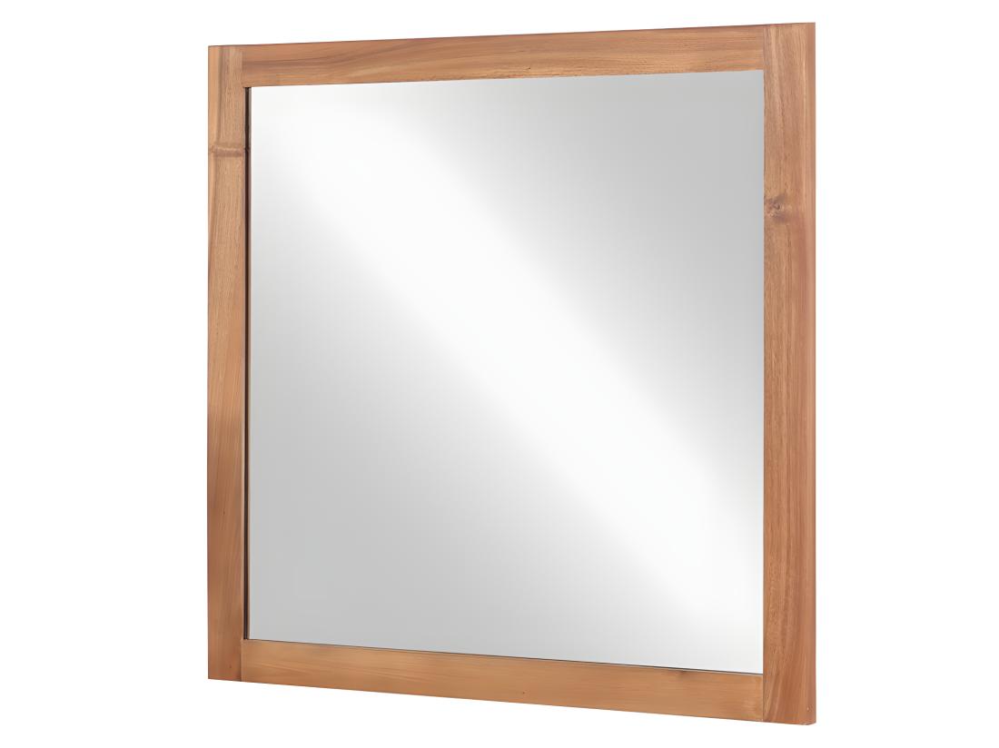 Vente Unique Miroir Carré Avec Contour En Bois D'acacia - 60 X 60 Cm - SEPANG