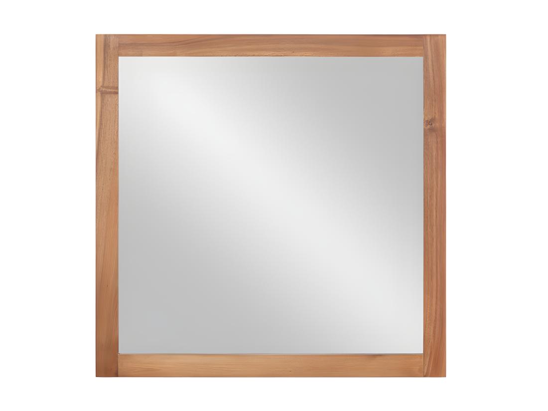 vente unique Miroir carré avec contour en bois d'acacia - 60 x 60 cm - SEPANG