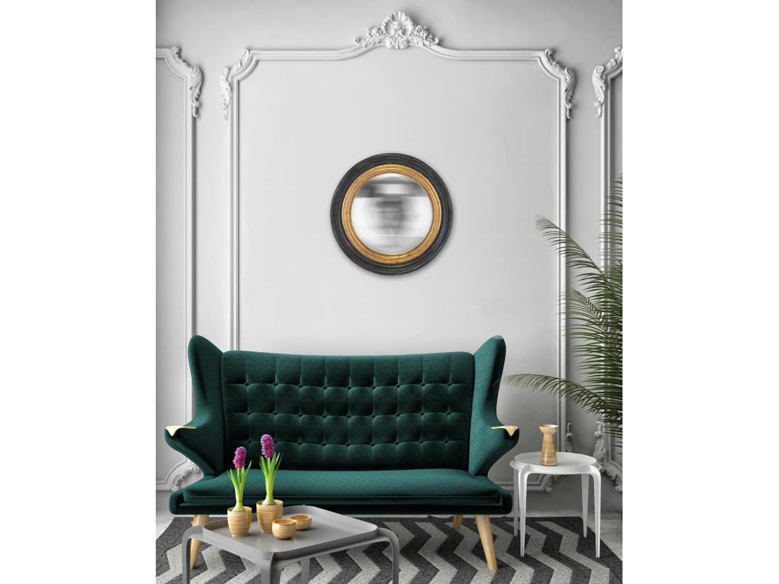 Vente Unique Miroir Convexe Rond Noir Et Doré 50cm Int Et 64cm Ext