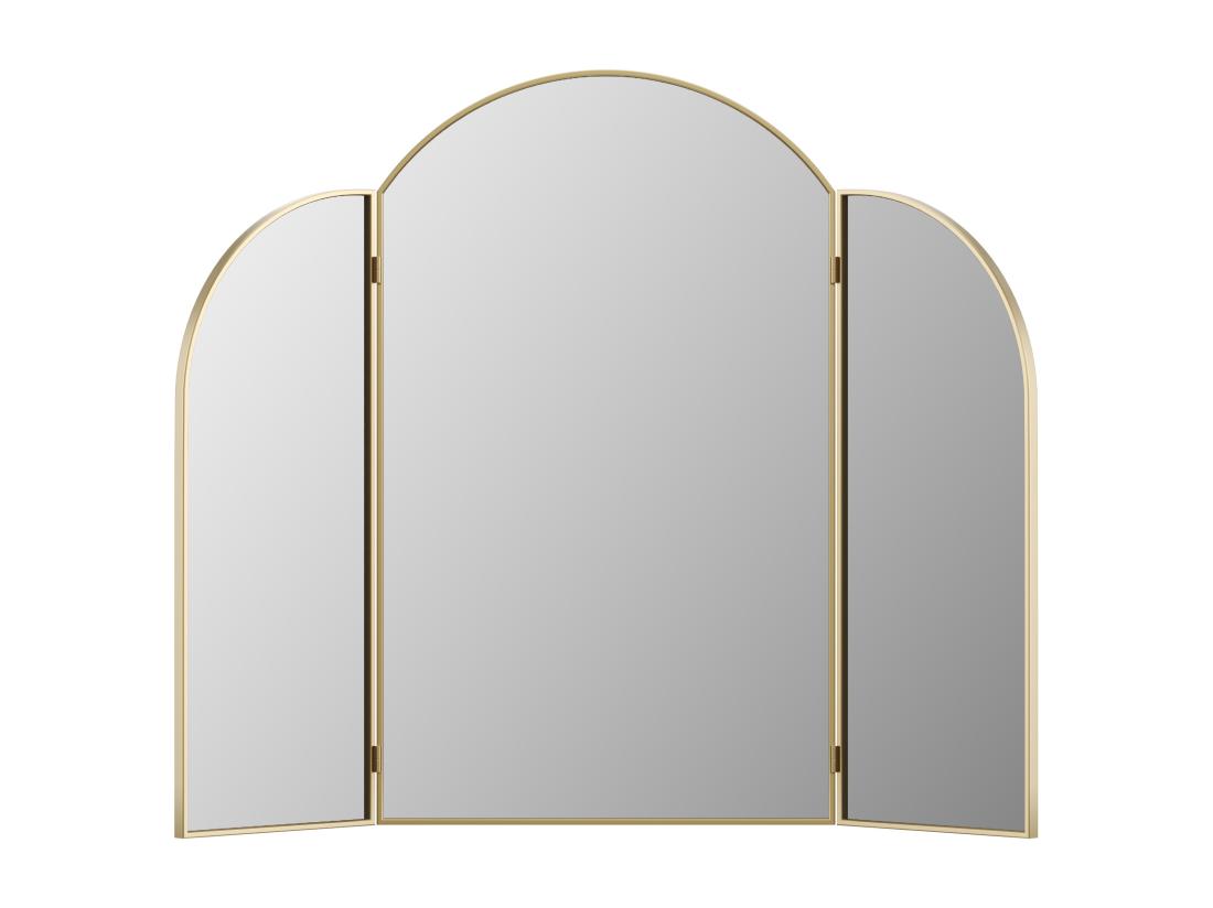 Vente Unique Miroir De Barbier En Métal Doré - L. 85 X H. 70.5 Cm - Doré - QIANA