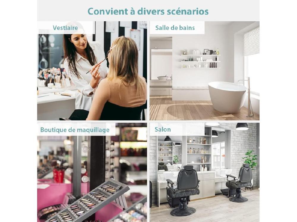 Vente Unique Miroir De Salle De Bain Anti-Buée LED 80 X 60 Cm Miroir Mural Lumineux Avec 3 Eclairages Blanc Froid/Neutre/Chaud Miroir LED Rectangulaire Avec Interrupteur Tactile Et Fonction