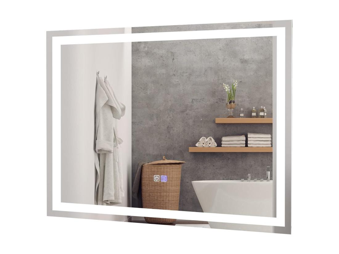 vente unique Miroir de Salle de Bain Anti-Buée LED 80 x 60 cm Miroir Mural Lumineux avec 3 Eclairages Blanc Froid/Neutre/Chaud Miroir LED Rectangulaire avec Interrupteur Tactile et Fonction