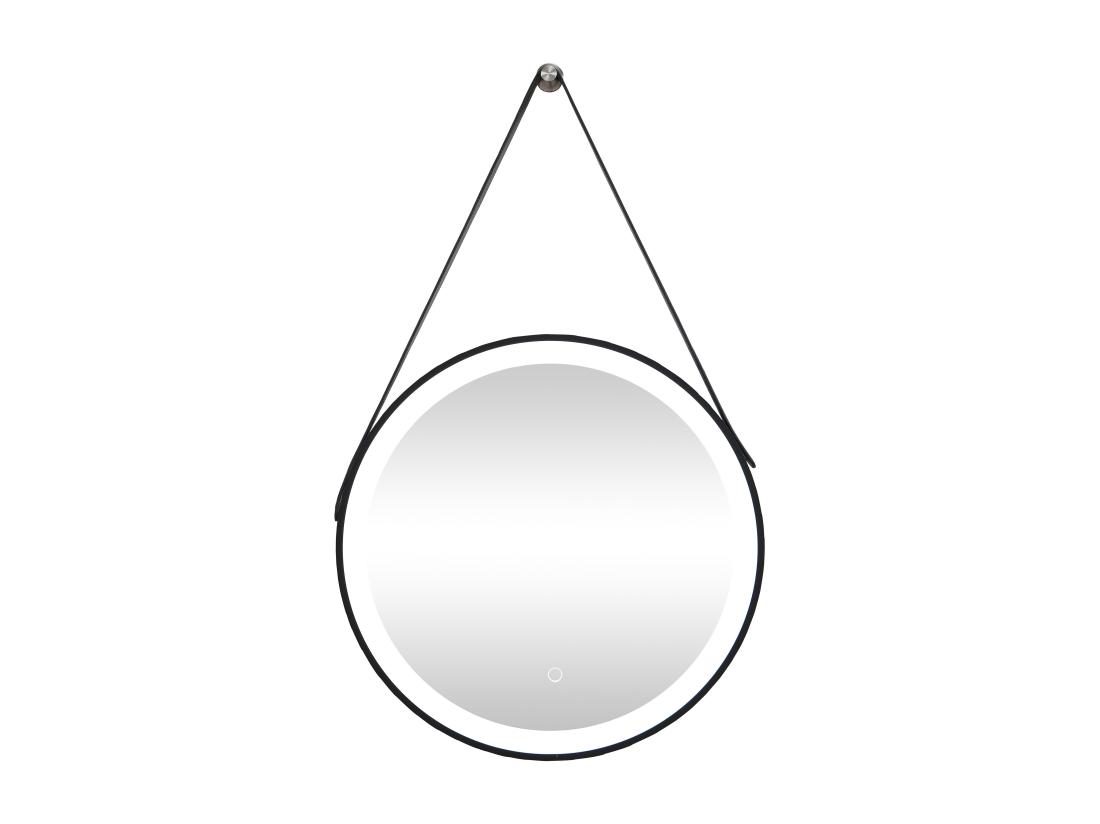 Vente Unique Miroir De Salle De Bain Lumineux Anti Buée Suspendu Avec Accroche Et Contour Noir - 60 X 60 Cm - BORJA