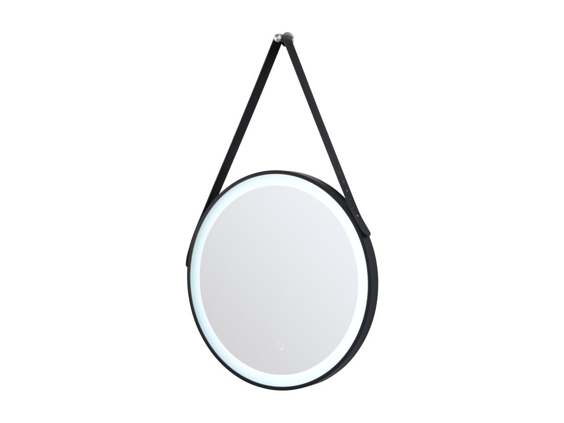Vente Unique Miroir De Salle De Bain Lumineux Anti Buée Suspendu Avec Accroche Et Contour Noir - 60 X 60 Cm - BORJA