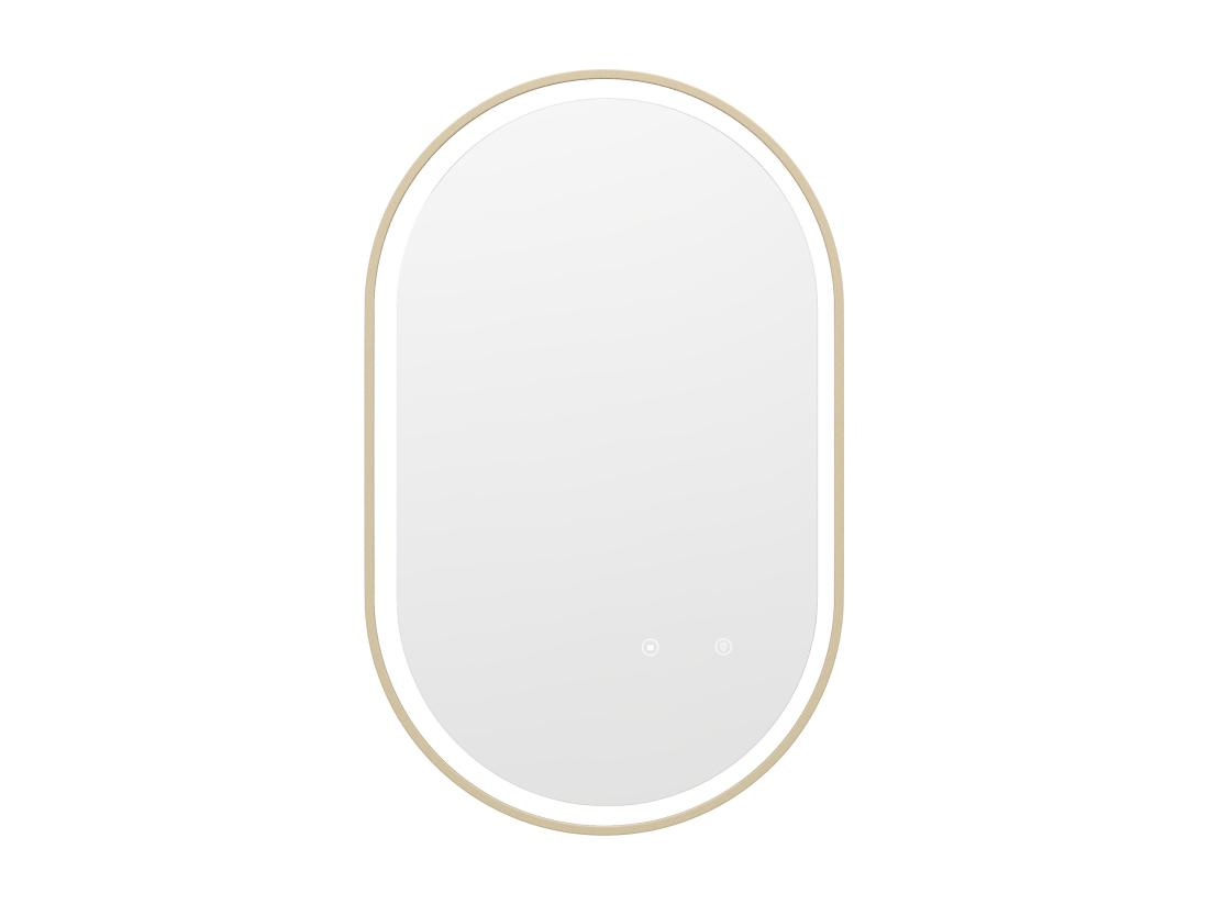 Vente Unique Miroir De Salle De Bain Lumineux Ovale Anti Buée Avec Contour Doré - 50 X 80 Cm - ALARICO