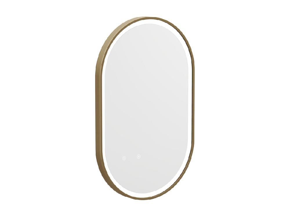 Vente Unique Miroir De Salle De Bain Lumineux Ovale Anti Buée Avec Contour Doré - 50 X 80 Cm - ALARICO