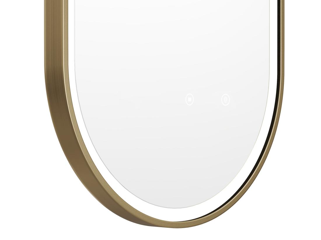 Vente Unique Miroir De Salle De Bain Lumineux Ovale Anti Buée Avec Contour Doré - 50 X 80 Cm - ALARICO