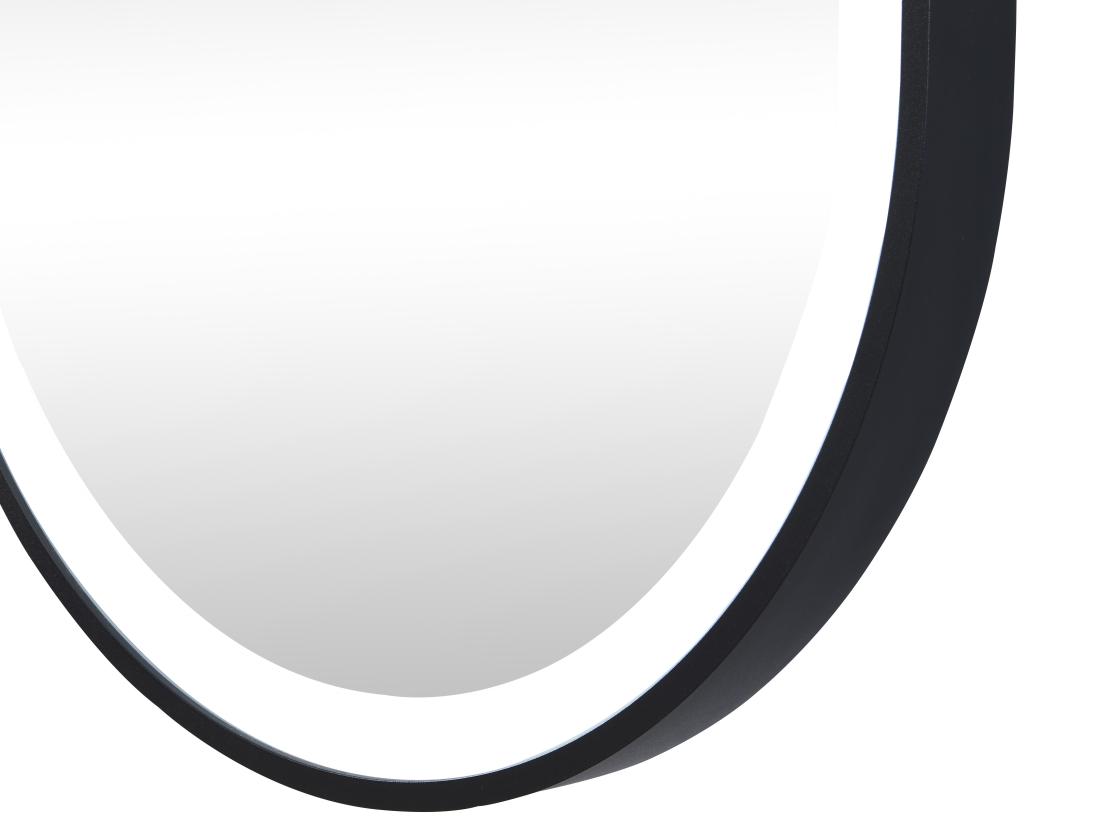 Vente Unique Miroir De Salle De Bain Lumineux Ovale Anti Buée Avec Contour Noir - 50 X 80 Cm - ALARICO