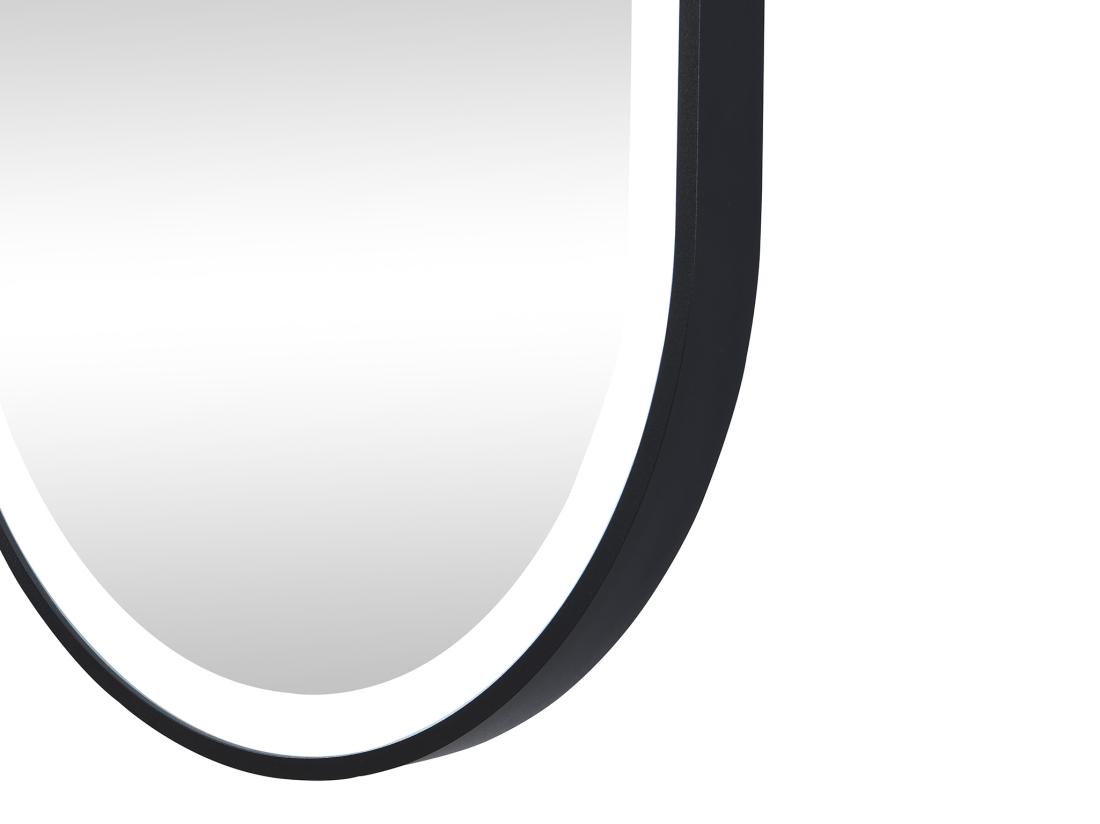 Vente Unique Miroir De Salle De Bain Lumineux Ovale Anti Buée Avec Contour Noir - 60 X 90 Cm - ALARICO
