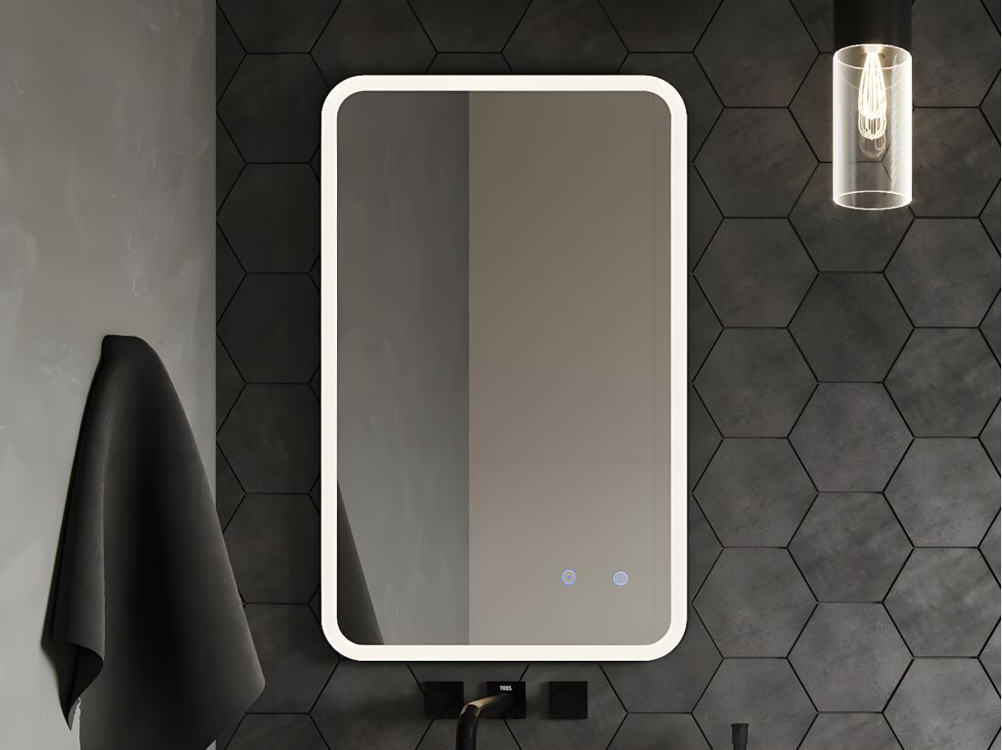 vente unique Miroir de salle de bain lumineux rectangulaire anti buée - 50x80 cm - LIMORICO
