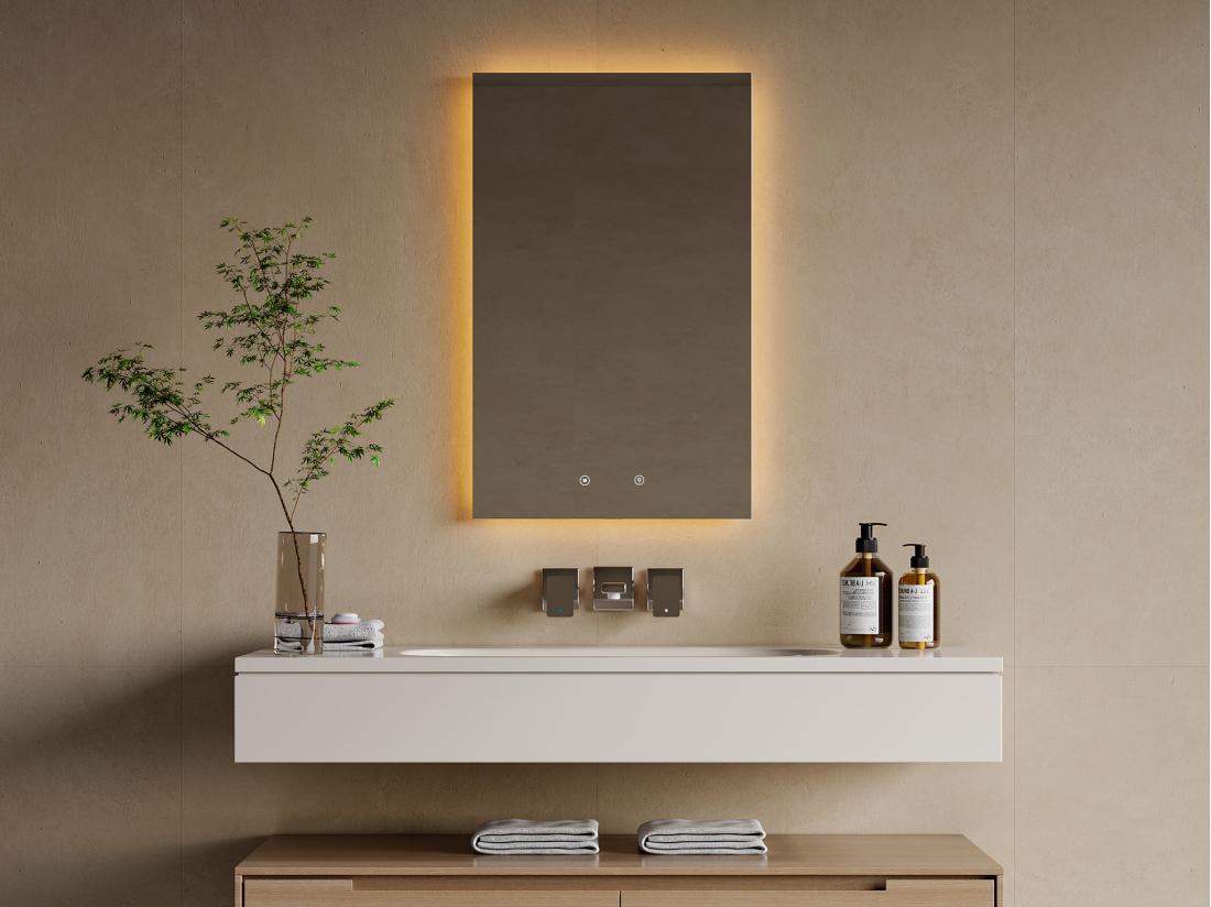vente unique Miroir de salle de bain lumineux rectangulaire anti buée - 50 x 80 cm - MASUA
