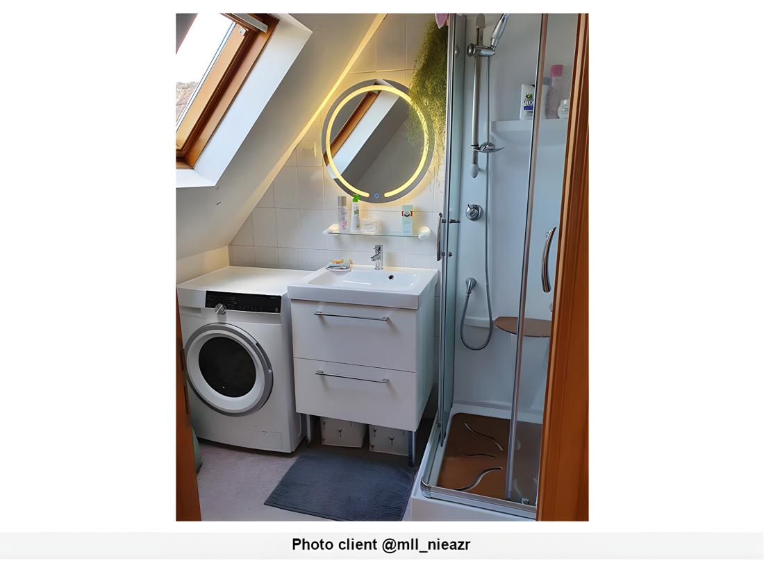 Vente Unique Miroir De Salle De Bain Lumineux Rond à Leds NEREA - D. 60 Cm