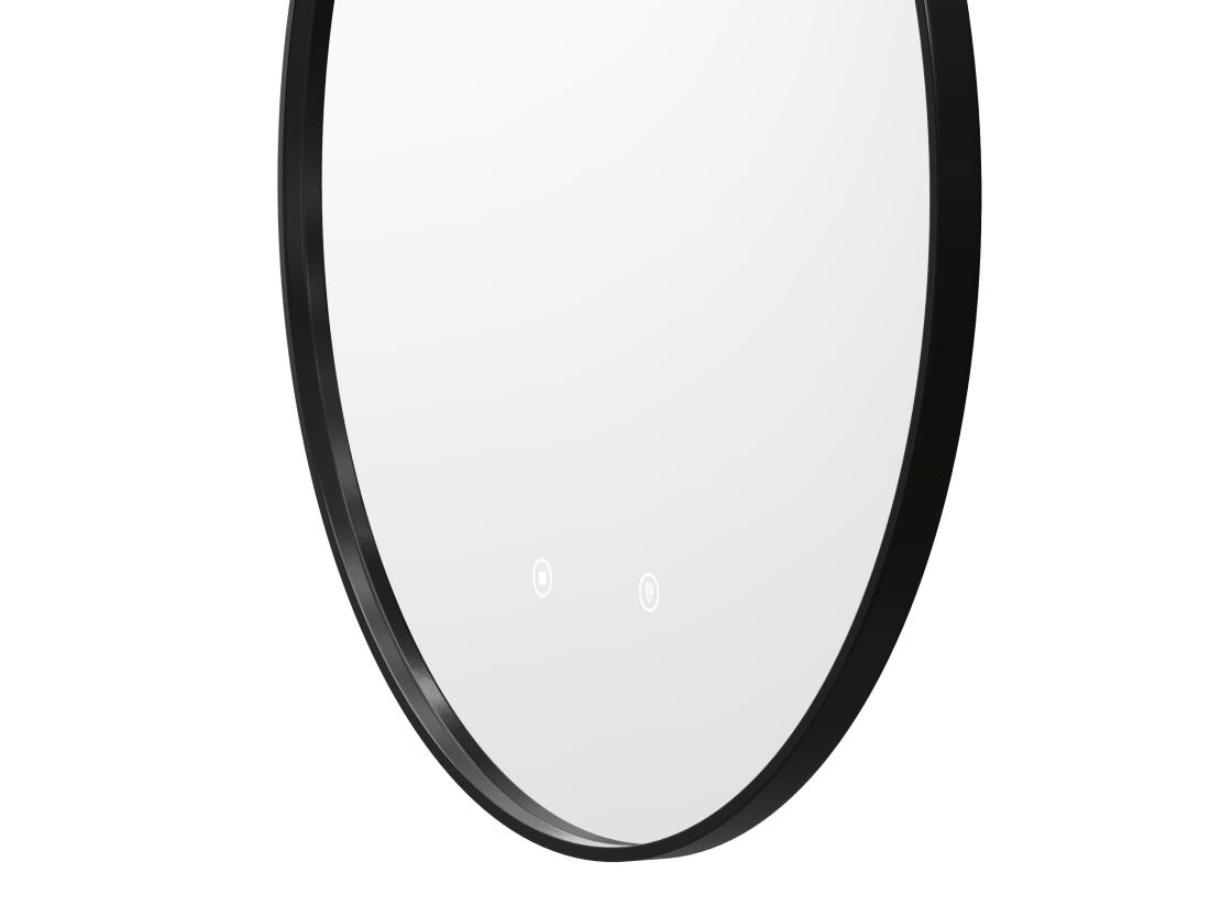 Vente Unique Miroir De Salle De Bain Lumineux Rond Anti Buée Avec Contour Noir - D60 Cm - PEONIA