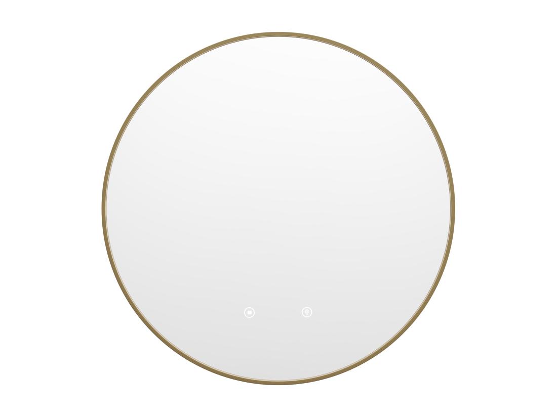 Vente Unique Miroir De Salle De Bain Lumineux Rond Anti Buée Avec Contour Doré - D60 Cm - PEONIA