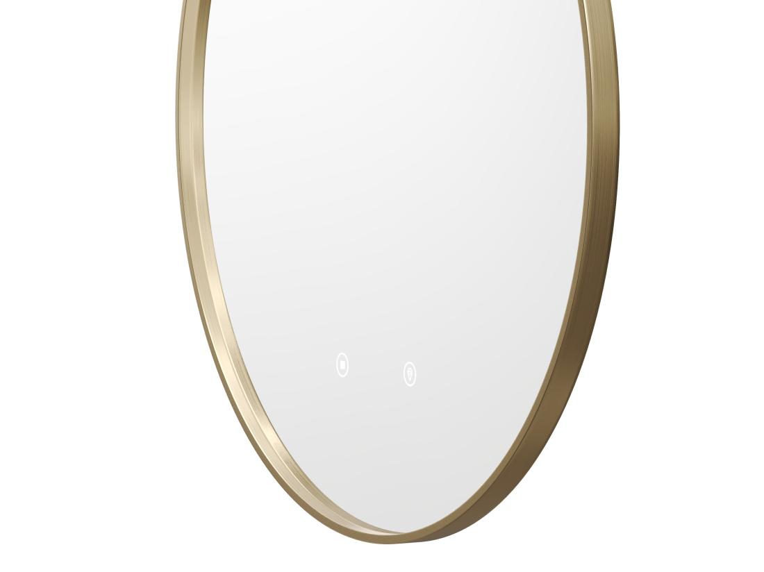 Vente Unique Miroir De Salle De Bain Lumineux Rond Anti Buée Avec Contour Doré - D60 Cm - PEONIA
