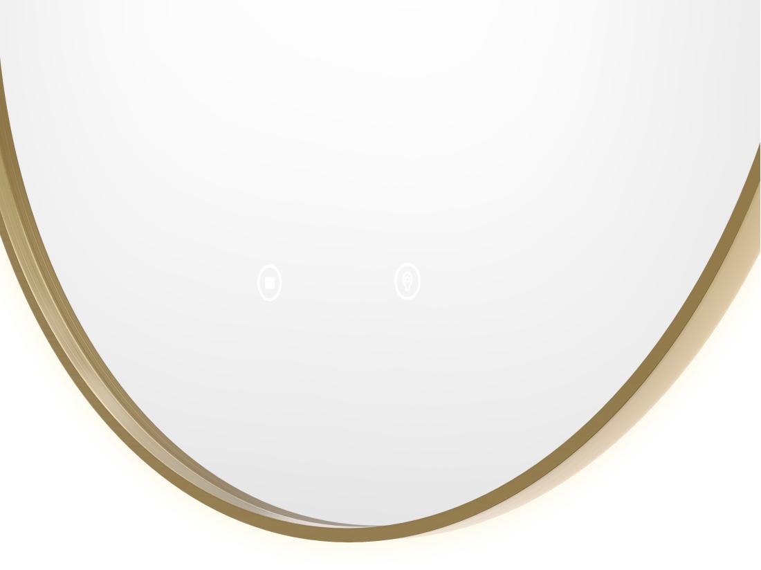 Vente Unique Miroir De Salle De Bain Lumineux Rond Anti Buée Avec Contour Doré - D60 Cm - PEONIA