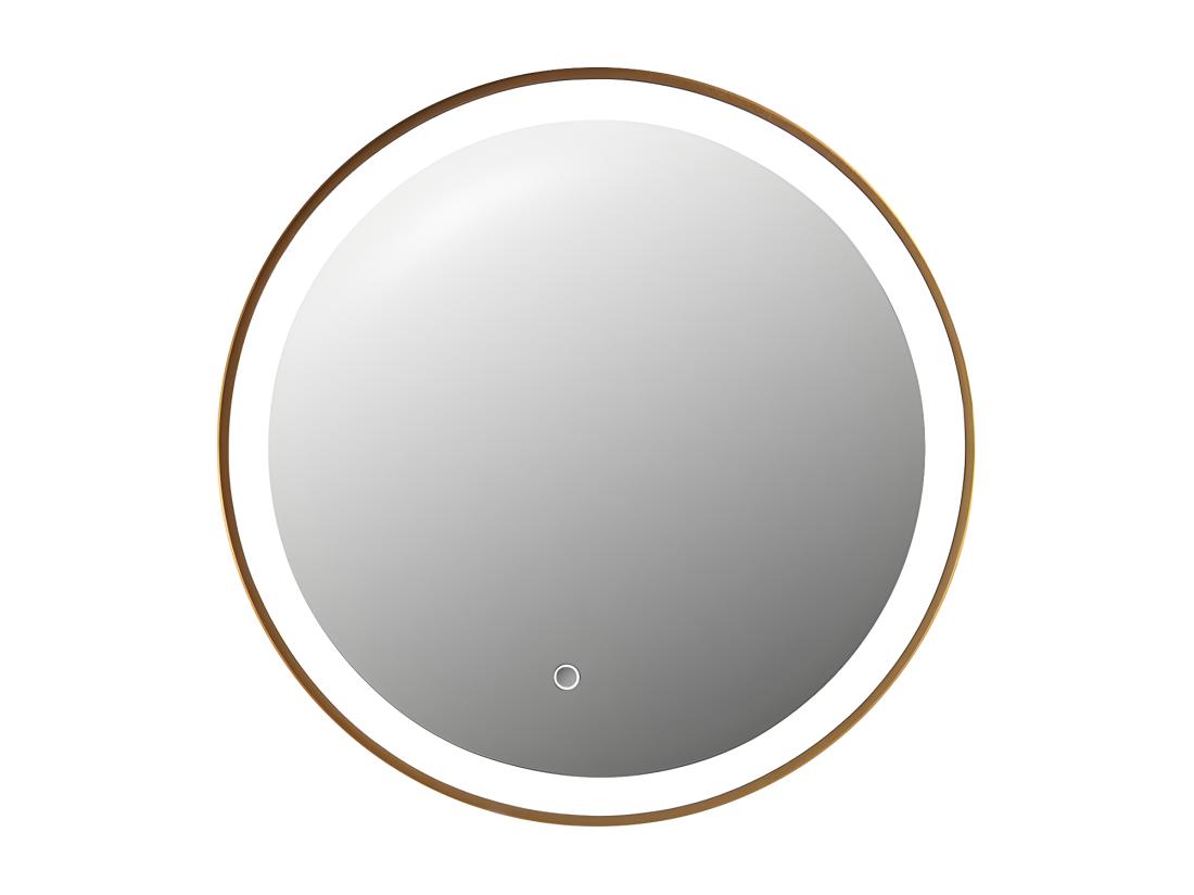 Vente Unique Miroir De Salle De Bain Lumineux Rond Doré Avec Leds - D. 60 Cm - NUMEA