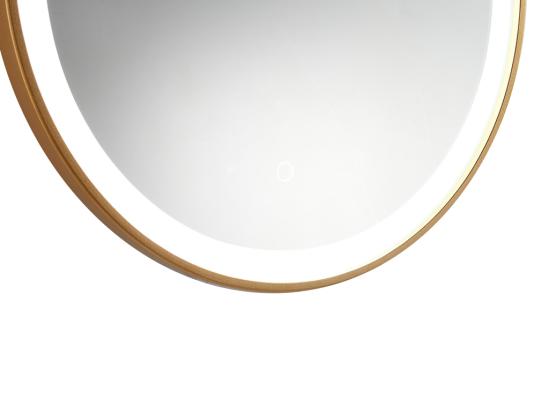 Vente Unique Miroir De Salle De Bain Lumineux Rond Doré Avec Leds - D. 60 Cm - NUMEA