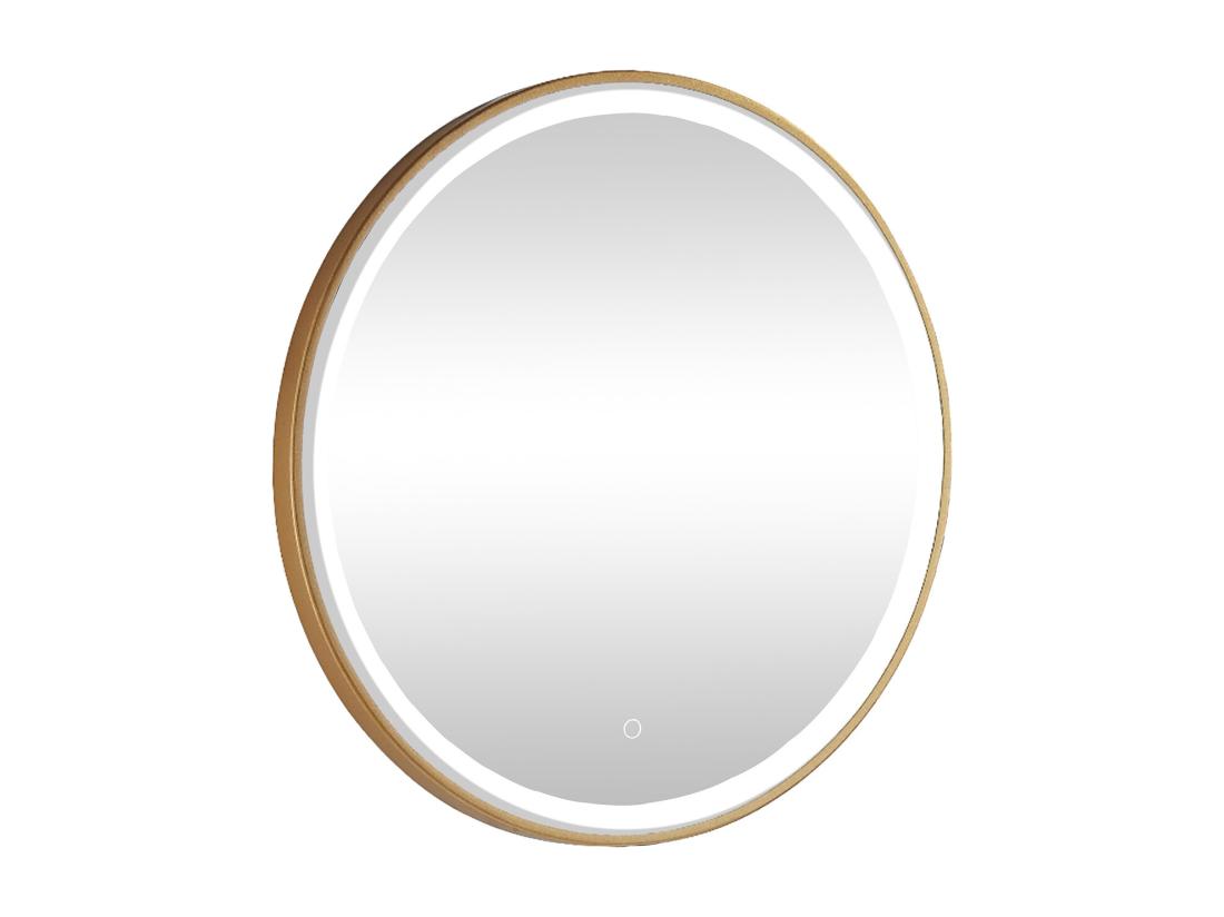 Vente Unique Miroir De Salle De Bain Lumineux Rond Doré Avec Leds - D80 Cm - NUMEA