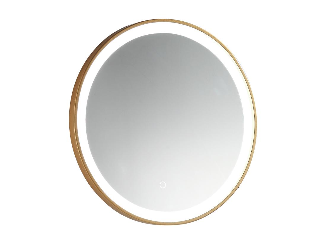 Vente Unique Miroir De Salle De Bain Lumineux Rond Doré Avec Leds - D80 Cm - NUMEA