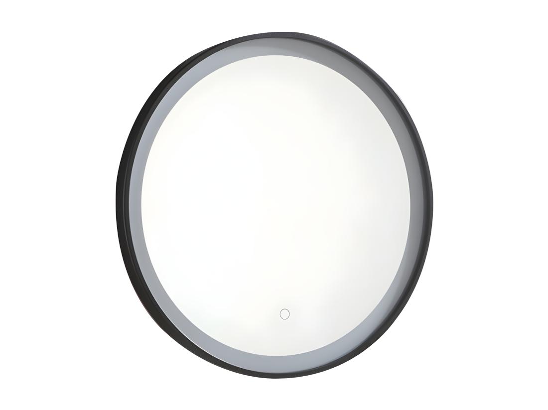 Vente Unique Miroir De Salle De Bain Lumineux Rond Noir à Leds - D. 60 Cm - NUMEA