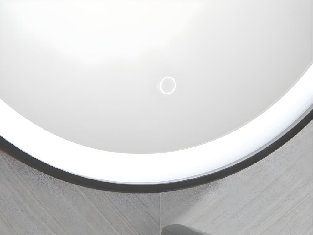 Vente Unique Miroir De Salle De Bain Lumineux Rond Noir à Leds - D. 60 Cm - NUMEA