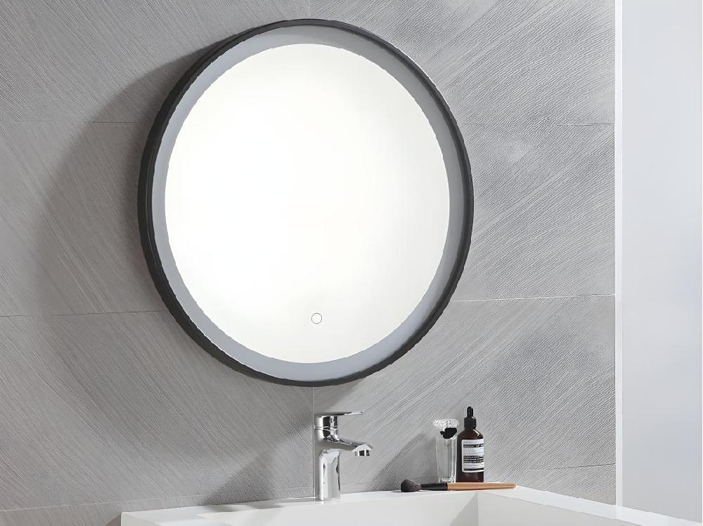 vente unique Miroir de salle de bain lumineux rond noir à Leds - D. 60 cm - NUMEA