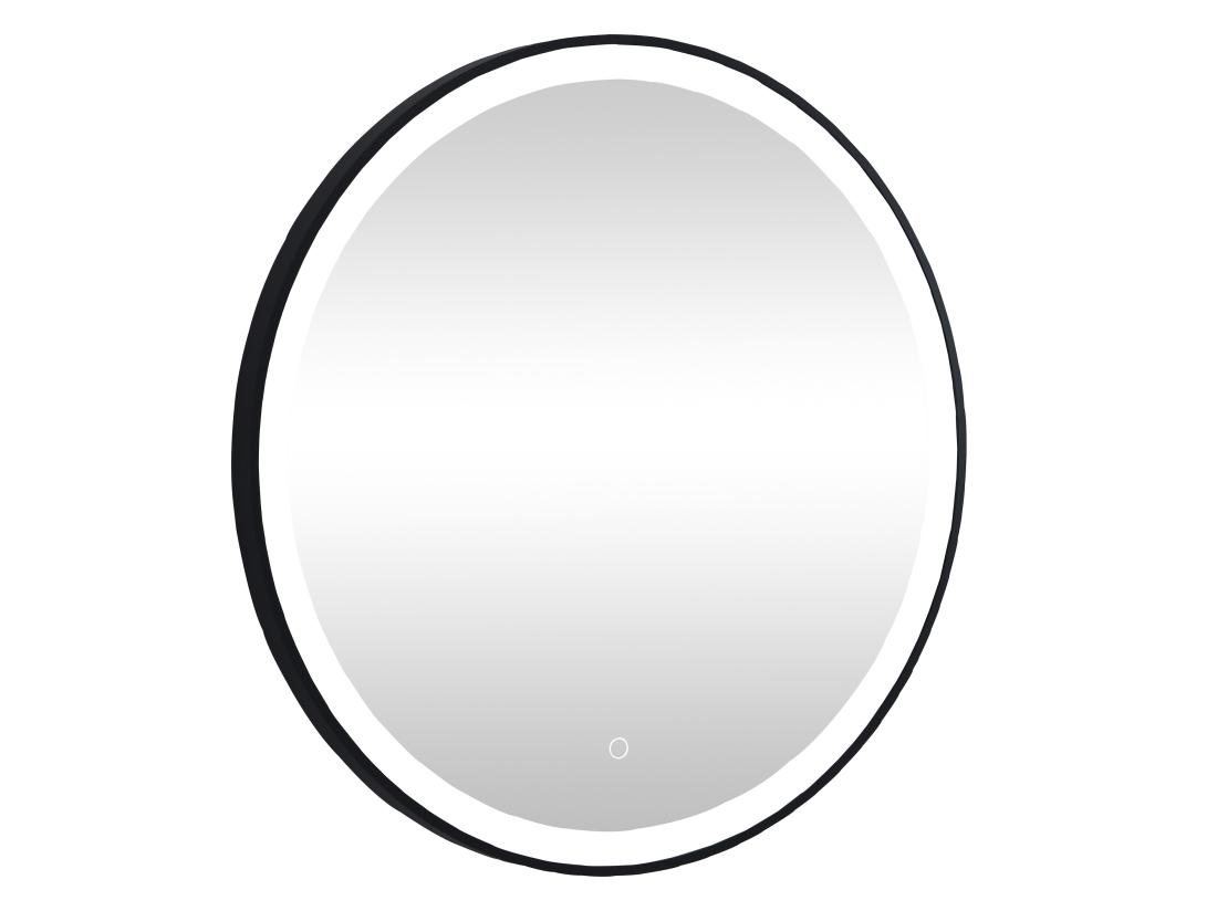 Vente Unique Miroir De Salle De Bain Lumineux Rond Noir Avec Leds - D. 80 Cm - NUMEA