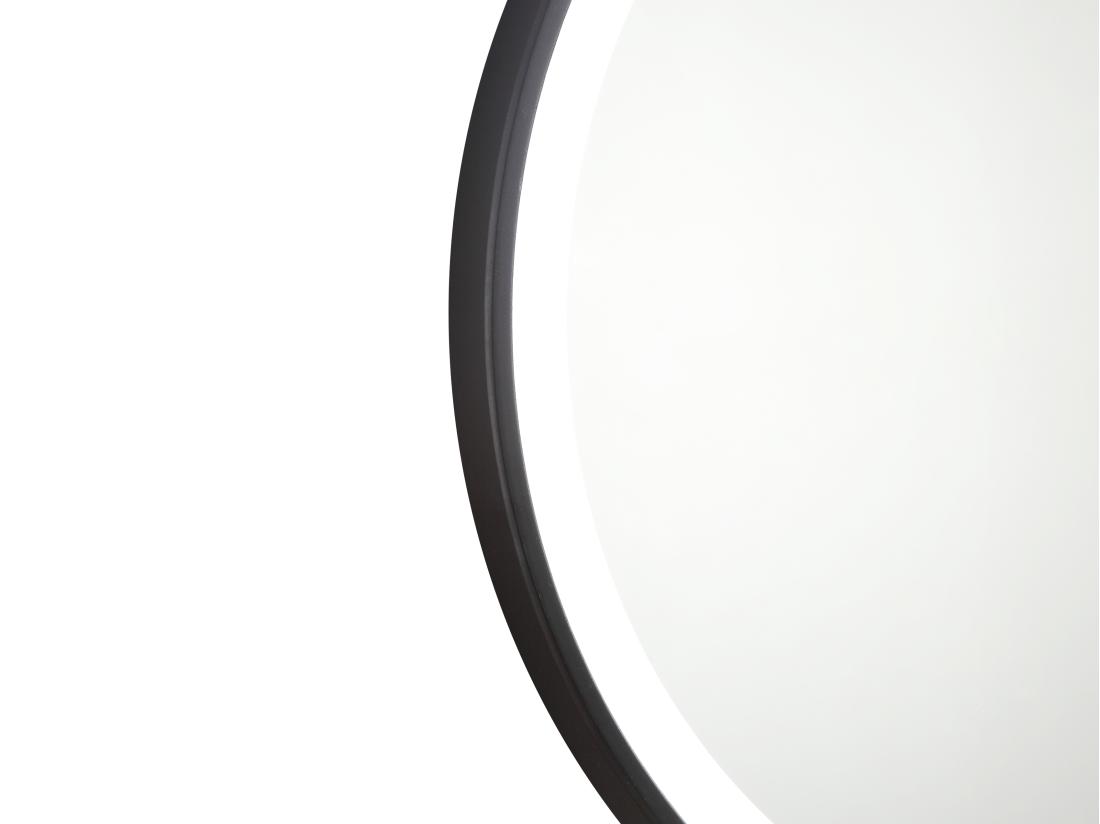 Vente Unique Miroir De Salle De Bain Lumineux Rond Noir Avec Leds - D. 80 Cm - NUMEA