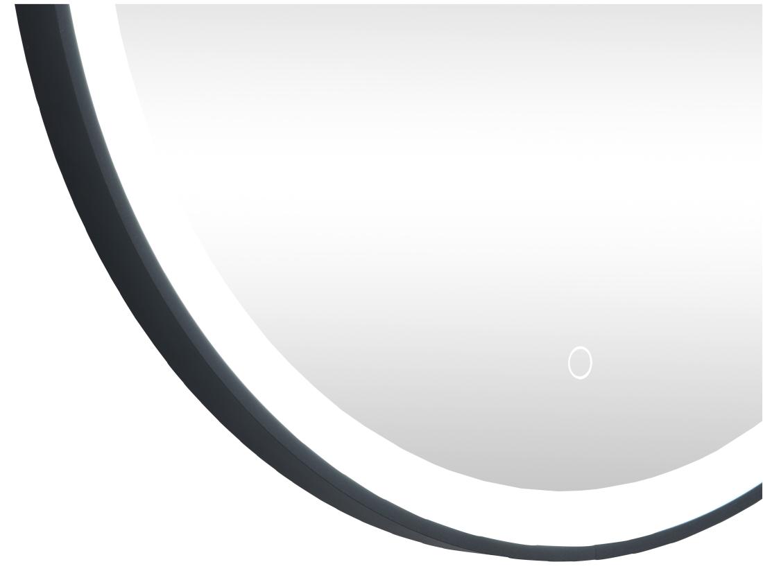 Vente Unique Miroir De Salle De Bain Lumineux Rond Noir Avec Leds - D. 80 Cm - NUMEA