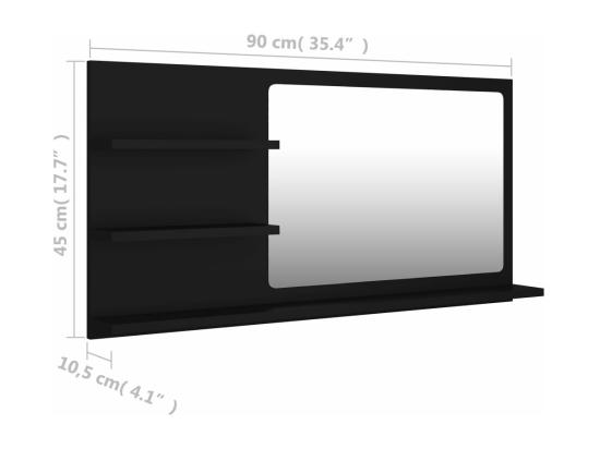 Vente Unique Miroir De Salle De Bain Noir 90x10 5x45 Cm Bois D’ingénierie