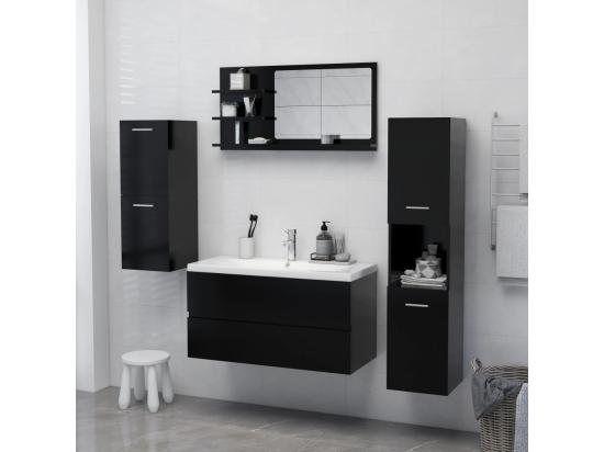 Vente Unique Miroir De Salle De Bain Noir 90x10 5x45 Cm Bois D’ingénierie