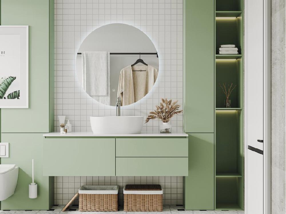 vente unique Miroir de salle de bain ovale sans contour anti buée à leds - D60 cm - ROMULA